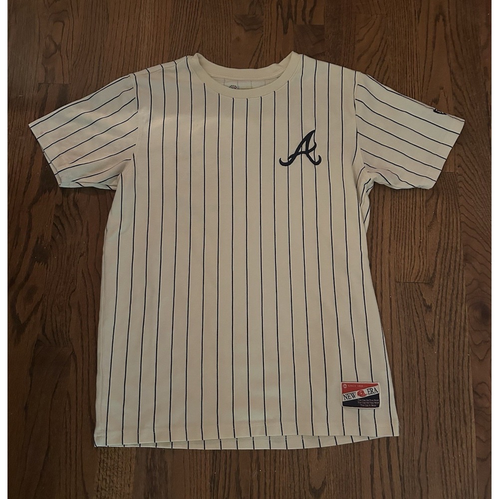 Vintage Mens Small White Atlanta Braves Pinstripe 2000 MLB All-Star Game T-Shirt
